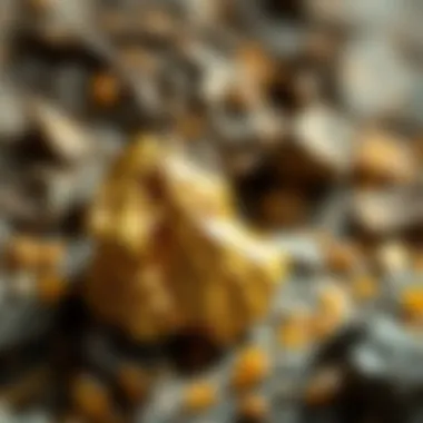 Geological setting displaying gold ore in its natural environment with surrounding minerals