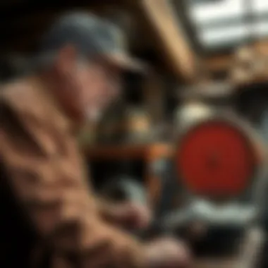 Expert Collector Assessing Quality A knowledgeable collector examining a used rock saw