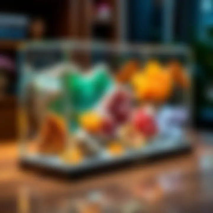 Vibrant Mineral Display Acrylic display stand showcasing vibrant mineral specimens