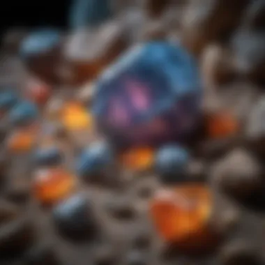Artistic Representation of Luminescent Minerals An artistic representation of different minerals known for their luminescent properties under UV light