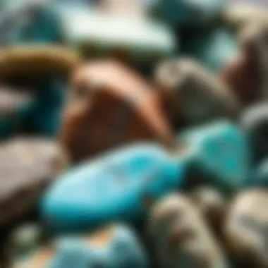 Varying Shades and Textures of Turquoise Stones Close-up of turquoise stones highlighting varying shades and textures
