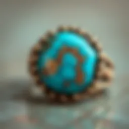 Intricate design of a turquoise ring highlighting its unique craftsmanship