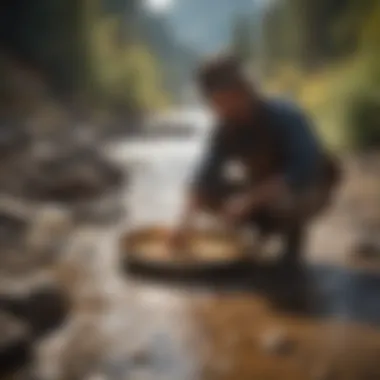 A pan filled with river sediment ready for gold panning