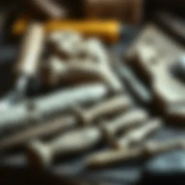 Maintained Stone Carving Tools Well-maintained stone carving tools displayed neatly