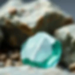 Close-up of a blue green stone displaying unique color variations