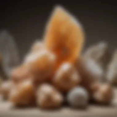 Display of Caribbean calcite specimens in a collector's exhibition