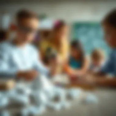 Application of chalk in educational settings, with students engaged in learning