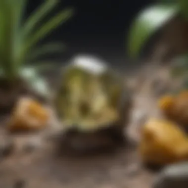 Chrysoberyl in Its Natural Habitat Geological display highlighting chrysoberyl in its natural environment