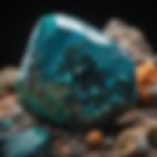 Close-up view of a polished chrysocolla specimen showcasing its vibrant blue-green hues.