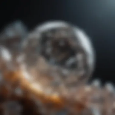 Crystal Structure of Diamonds A close-up view of a diamond showcasing its crystal structure