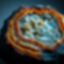 An intricate cross-section of igneous rock showcasing crystal formations