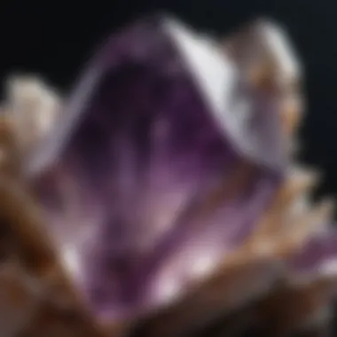 Close-up of a stunning amethyst crystal highlighting its intricate facets