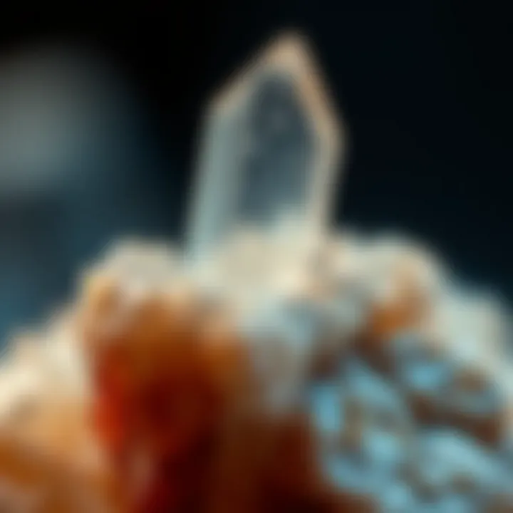 A close-up view of a rare crystal highlighting its intricate details and unique features