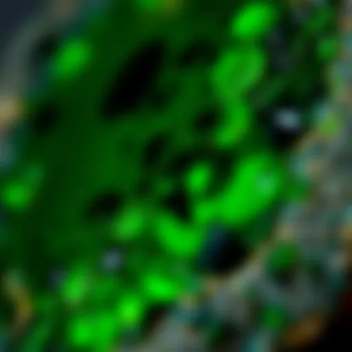 Close-Up of Dark Green Gemstone A close-up view of a vibrant dark green gemstone showcasing its unique texture and luster.