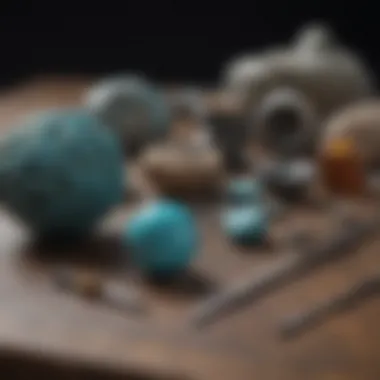 Tools and equipment used for testing the authenticity of turquoise.