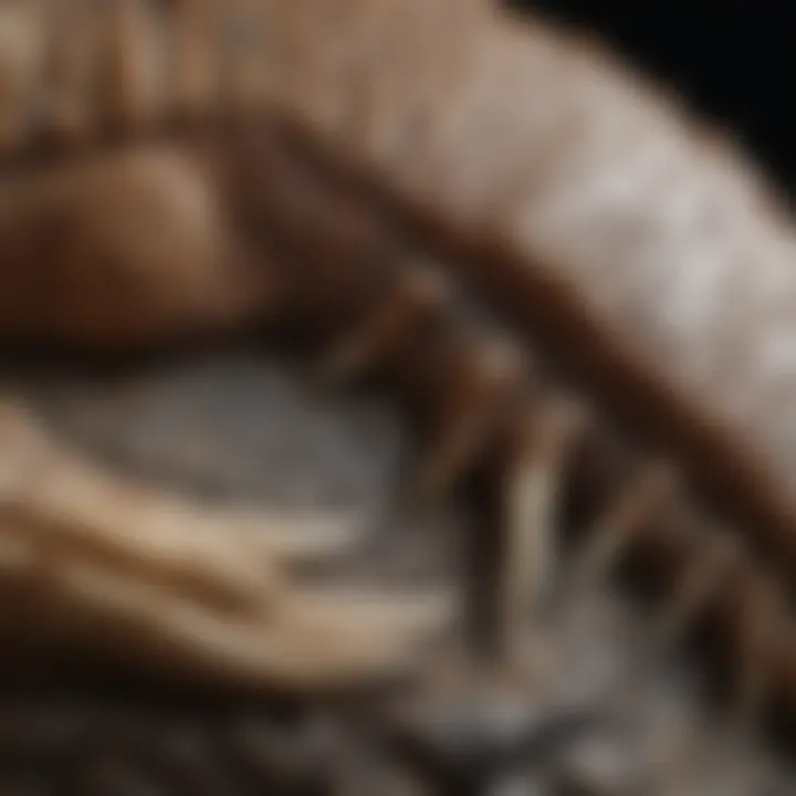 A close-up view of a dinosaur claw fossil showcasing its intricate details.