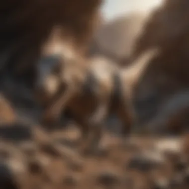 Dinosaur Fossil in Natural Formation A detailed view of a dinosaur fossil in its natural state