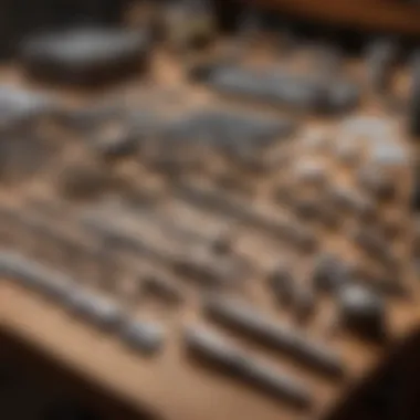 A neatly organized selection of Dremel polishing bits and accessories on a workbench