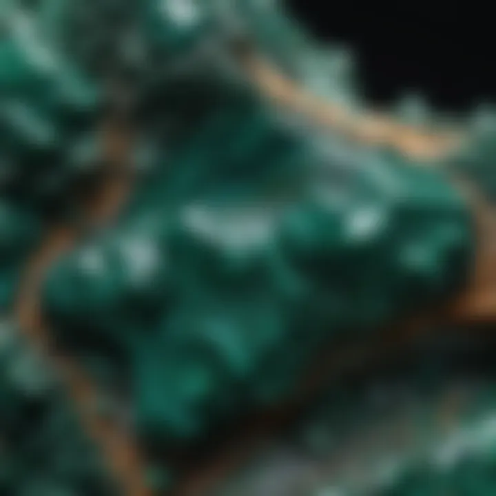 Magnified view of malachite to illustrate its texture and finish