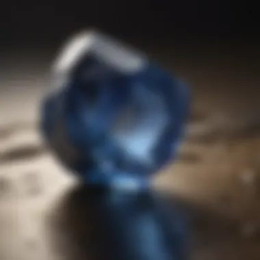 A rough sapphire being examined under natural light, highlighting its unique features