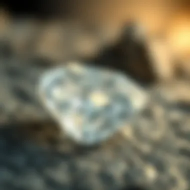 Close-up of a diamond-like material showcasing its crystalline structure