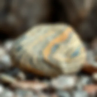 Close-up of a tumbled stone showcasing its unique texture and color