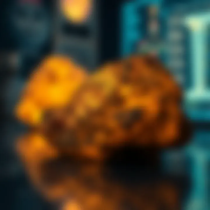 An artistic representation of core glow rocks integrated into a scientific background, illustrating their applications in research.