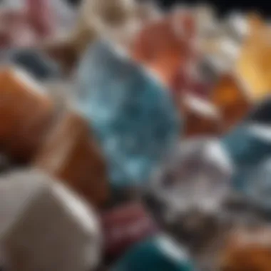Diverse Crystals Showcasing Unique Characteristics A close-up of various crystals with distinctive colors and shapes.