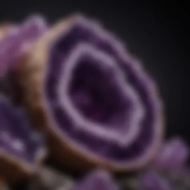 A vivid image of amethyst geode showcasing vibrant purple hues