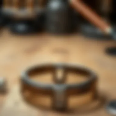 Close-up of the craftsmanship in a custom metal stand, highlighting material quality