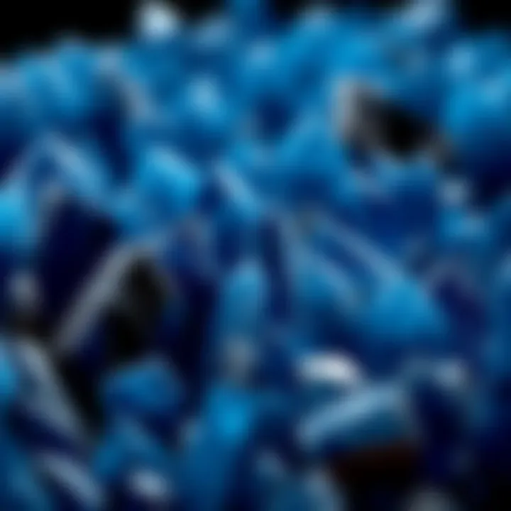 Collection display of dark blue crystals