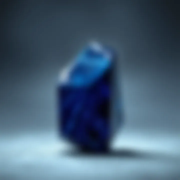 Deep blue crystal showcasing white striations