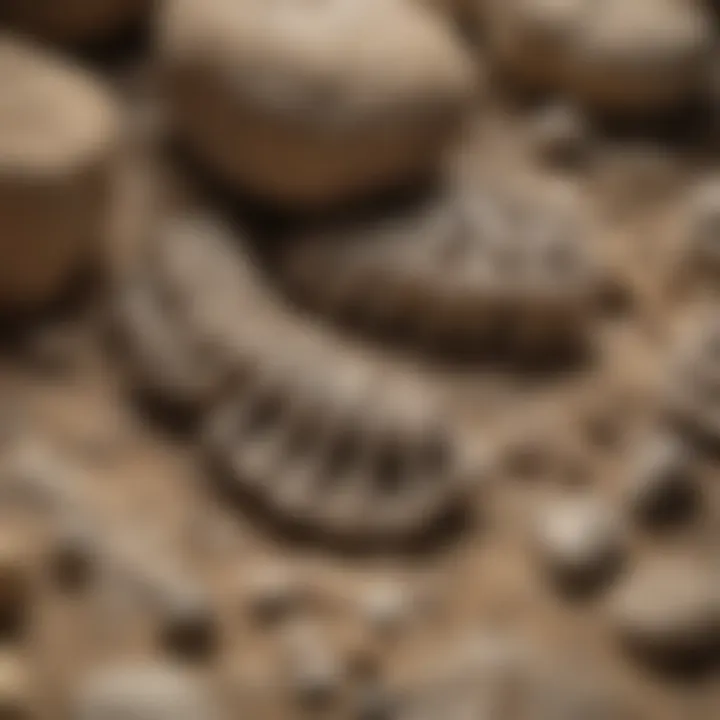 Detailed view of fossils uncovered from a kit