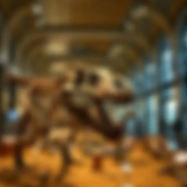 Dinosaur bones displayed in a museum for public viewing