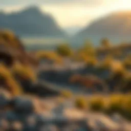 Fossil excavation site in a picturesque landscape