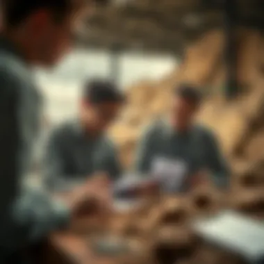 A team of paleontologists studying excavation findings