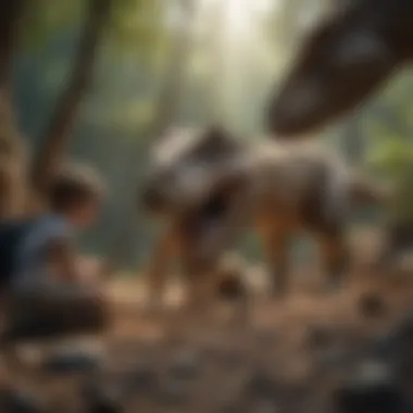 Kids Discovering Dinosaurs Children engaged in a dinosaur excavation activity outdoors