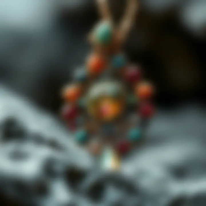 Exquisite Jewelry Creation An intricate piece of jewelry crafted from both precious and semi-precious stones, displaying exquisite craftsmanship.