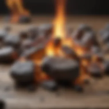 Fire starting rocks arranged on a wooden surface, highlighting their natural beauty