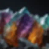 Close-up of a vibrant fluorite crystal showcasing its distinct colors and clarity