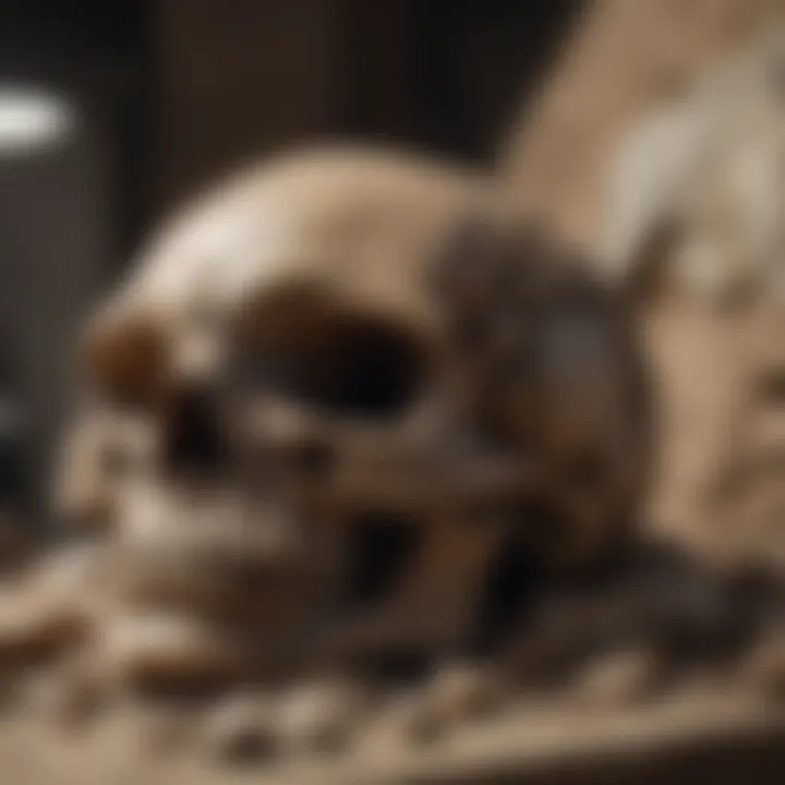 A detailed close-up of a rare fossil specimen on a collector's table