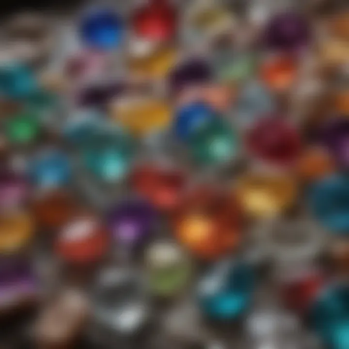 Close-up view of colorful gemstones discovered during a sifting session