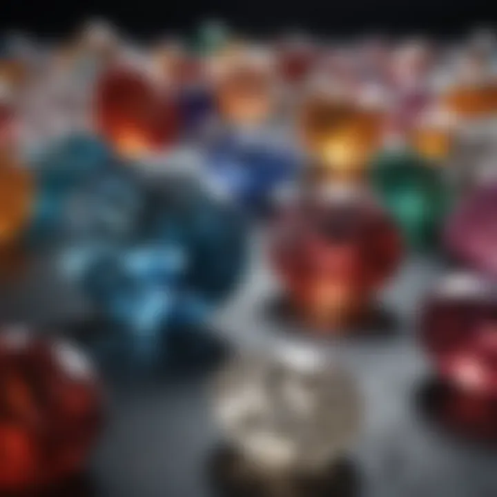 An array of colored gemstones that mimic diamond's sparkle.