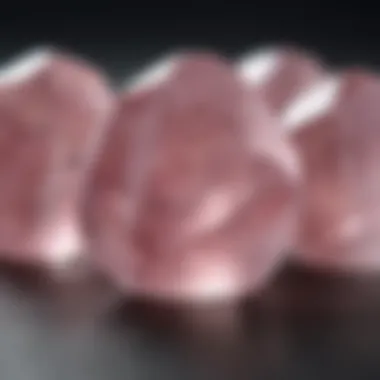 Close-up view showcasing the clarity and color of high-quality rose quartz