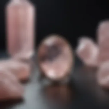 Beautifully crafted rose quartz jewelry pieces displayed elegantly