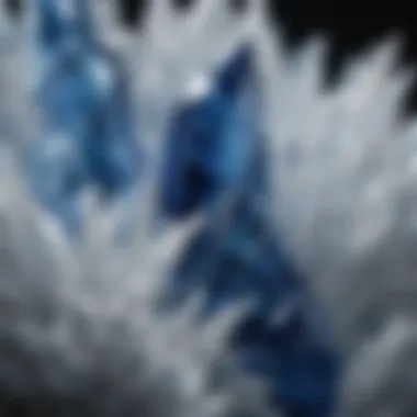 Artistic Arrangement of Blue and White Crystals Artistic representation of blue and white crystals arranged in a decorative setting.
