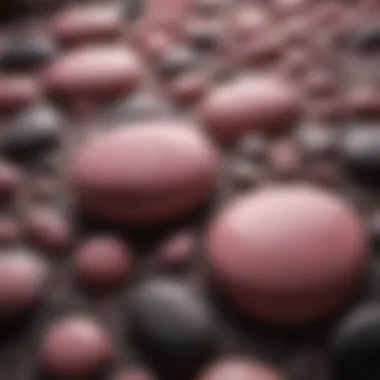 Close-up view of a pink stone showcasing its intricate patterns