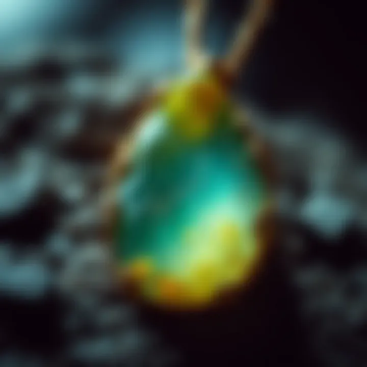 Intricate Libyan Desert Glass Pendant A stunning piece of Libyan Desert Glass jewelry showcasing its vibrant color and translucence