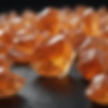 Light orange crystals in a healing session setting