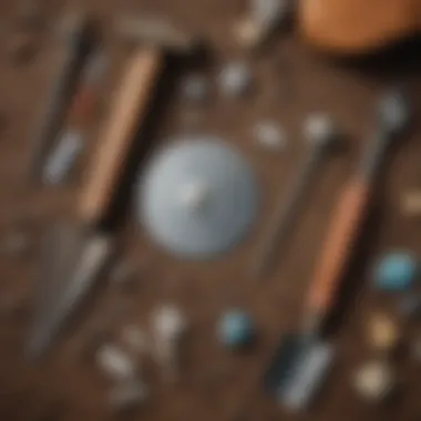 Tools of the Trade for Gem Hunters Essential tools for gem hunting including a pick, shovel, and safety gear laid out on the ground.